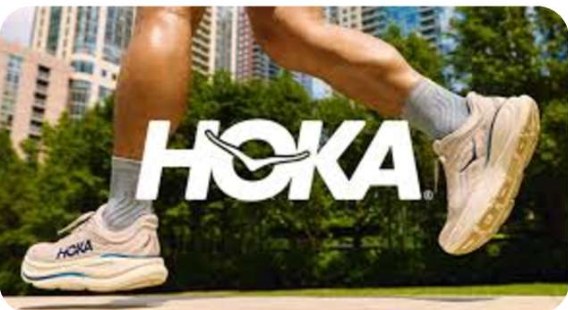 Hoka running shoes mid-stride